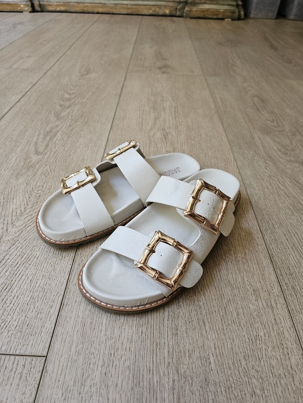 Jason Wu Gold Double Buckle Marzan Sandals - Picture 8 of 8